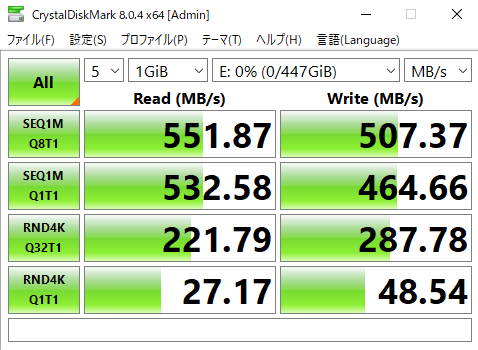 『Crystal Disk Mark』増設SSD